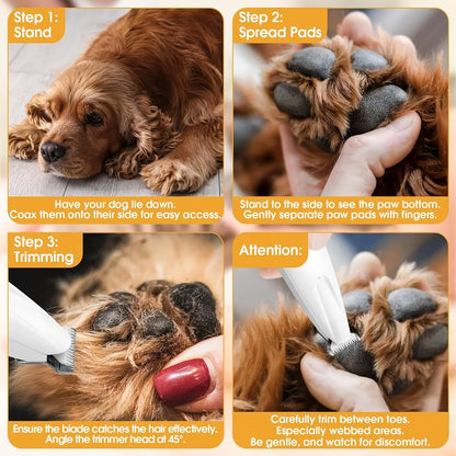 Rechargeable Pet Paw Trimmer - USB Cordless Grooming Clipper for Dogs & Cats