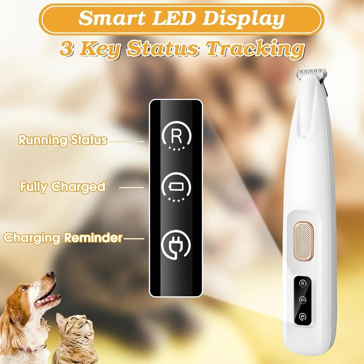 Rechargeable Pet Paw Trimmer - USB Cordless Grooming Clipper for Dogs & Cats